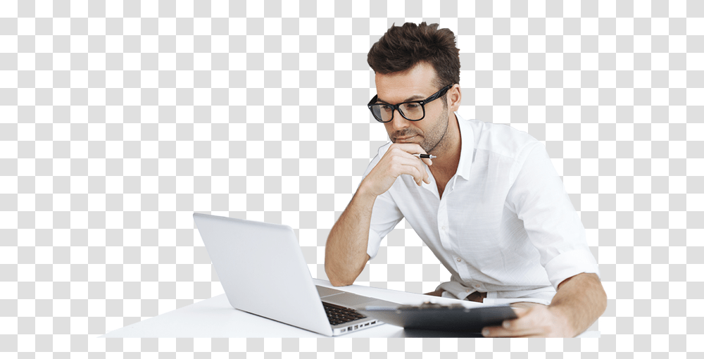 Man With Laptop, Person, Sitting, Pc, Computer Transparent Png
