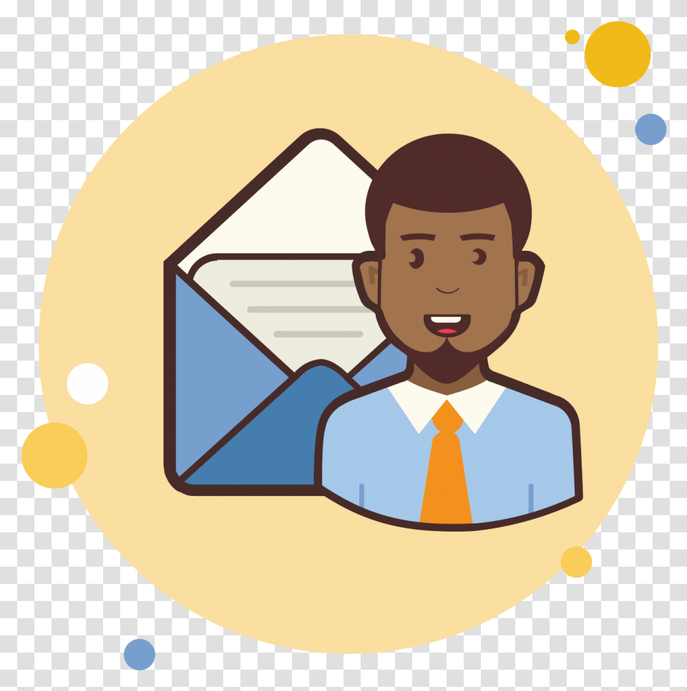 Man With Mail Icon Cartoon, Face, Tie, Accessories, Logo Transparent Png