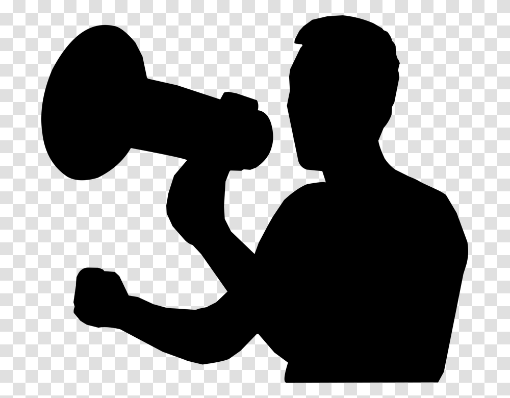 Man With Megaphone Silhouette, Gray, World Of Warcraft Transparent Png