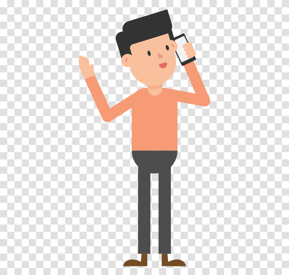 Man With Phone Vector Talking On The Phone Cartoon, Cross, Face, Light, Standing Transparent Png