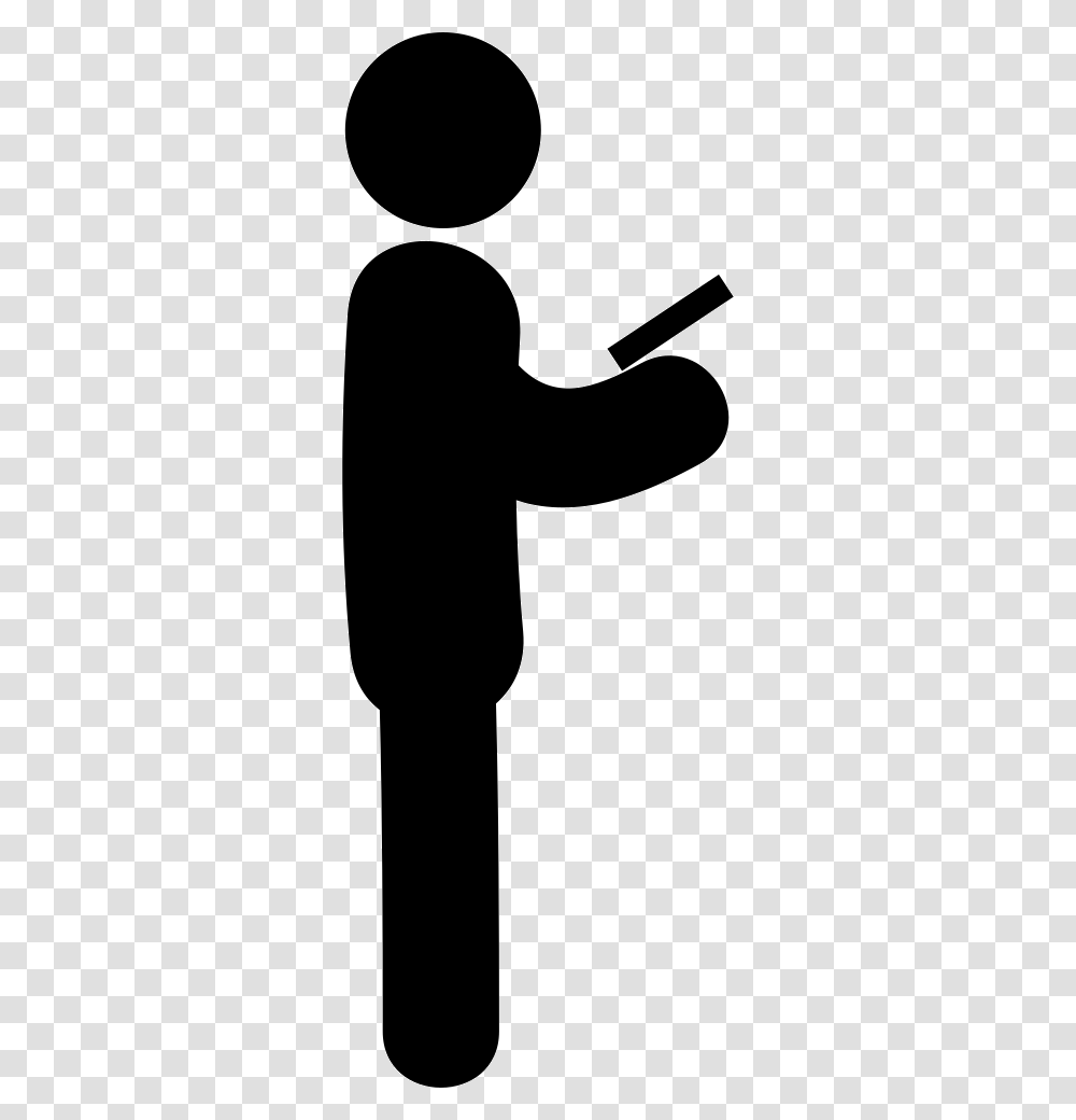 Man With Smartphone Man With Smartphone Icon, Silhouette, Hammer, Person, Face Transparent Png