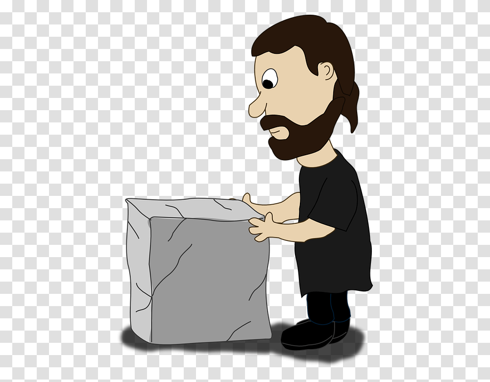 Man With Stone, Person, Human, Cardboard, Package Delivery Transparent Png