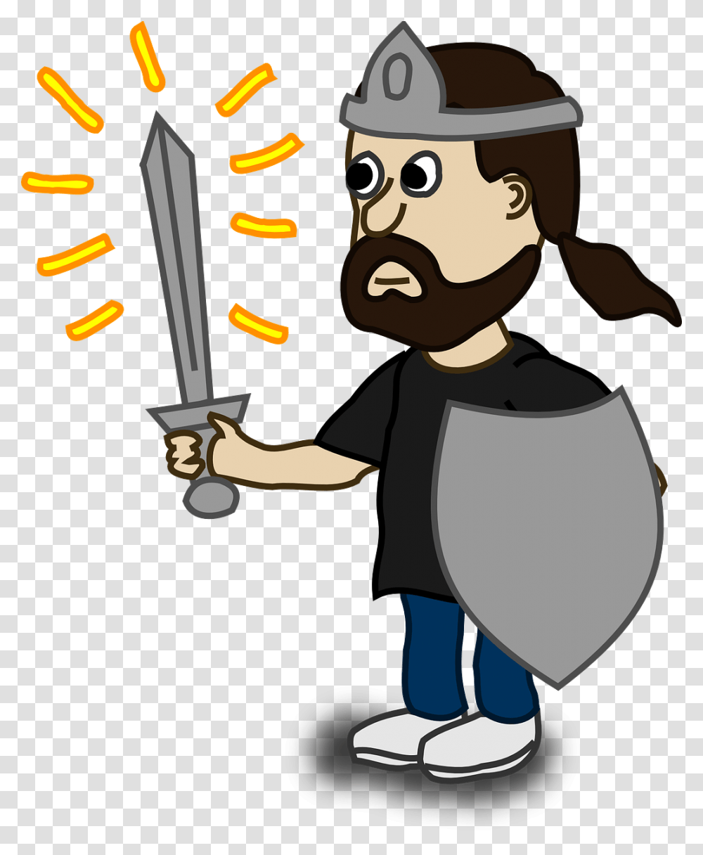Man With Sword Cartoon, Duel, Weapon, Weaponry, Blade Transparent Png