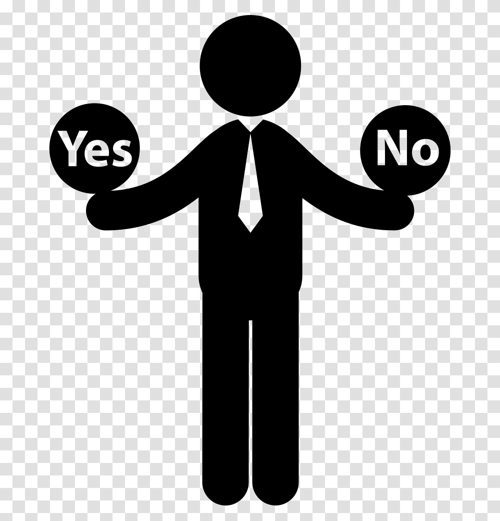 Man With Two Options To Choose Between Yes Or No Decision Making Skills, Person, Silhouette, Hand, Stencil Transparent Png