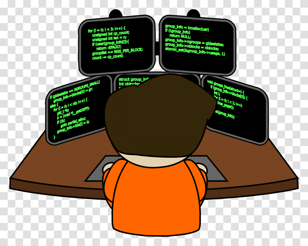 Man Working At Computers Clip Arts Programmer Clipart, Lighting, Screen, Electronics Transparent Png