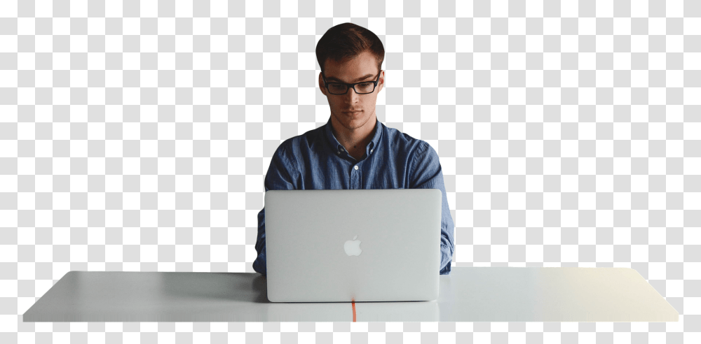 Man Working On Imac Image Guy On Computer, Pc, Electronics, Laptop, Person Transparent Png