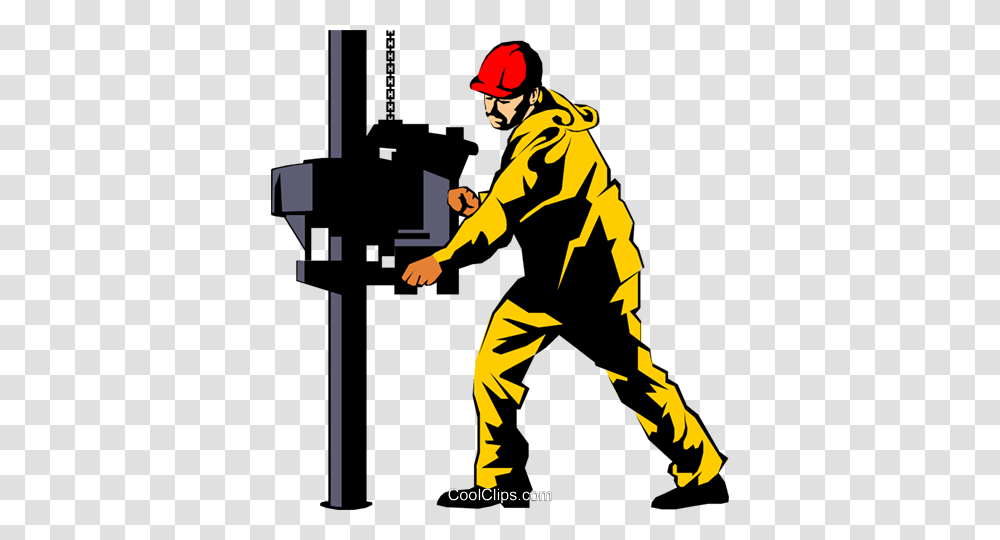 Man Working On Oil Rig Royalty Free Vector Clip Art Illustration, Fireman, Person, Human, Helmet Transparent Png