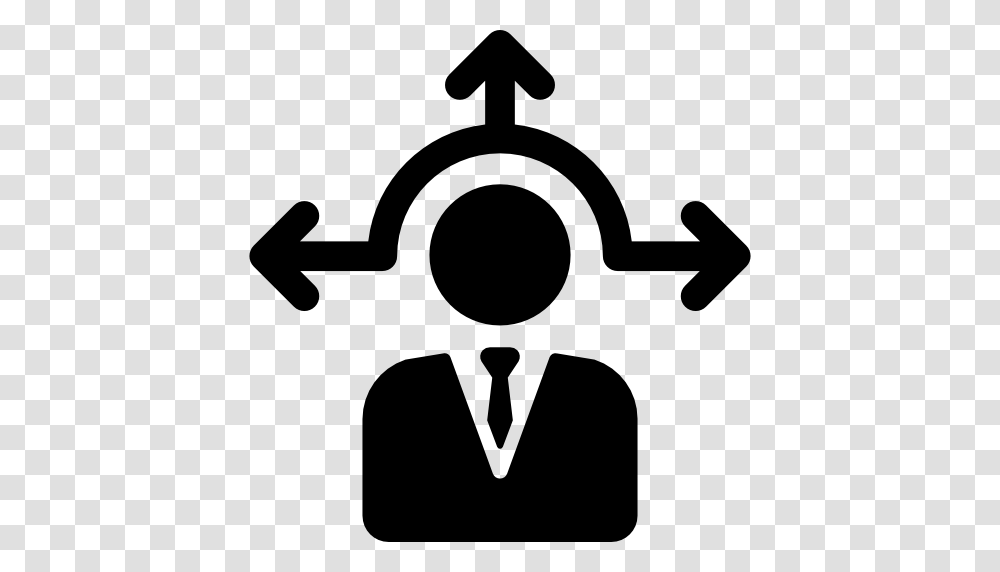 Manager Decision Making Arrows Businessman Stick Man People Icon, Stencil, Silhouette Transparent Png