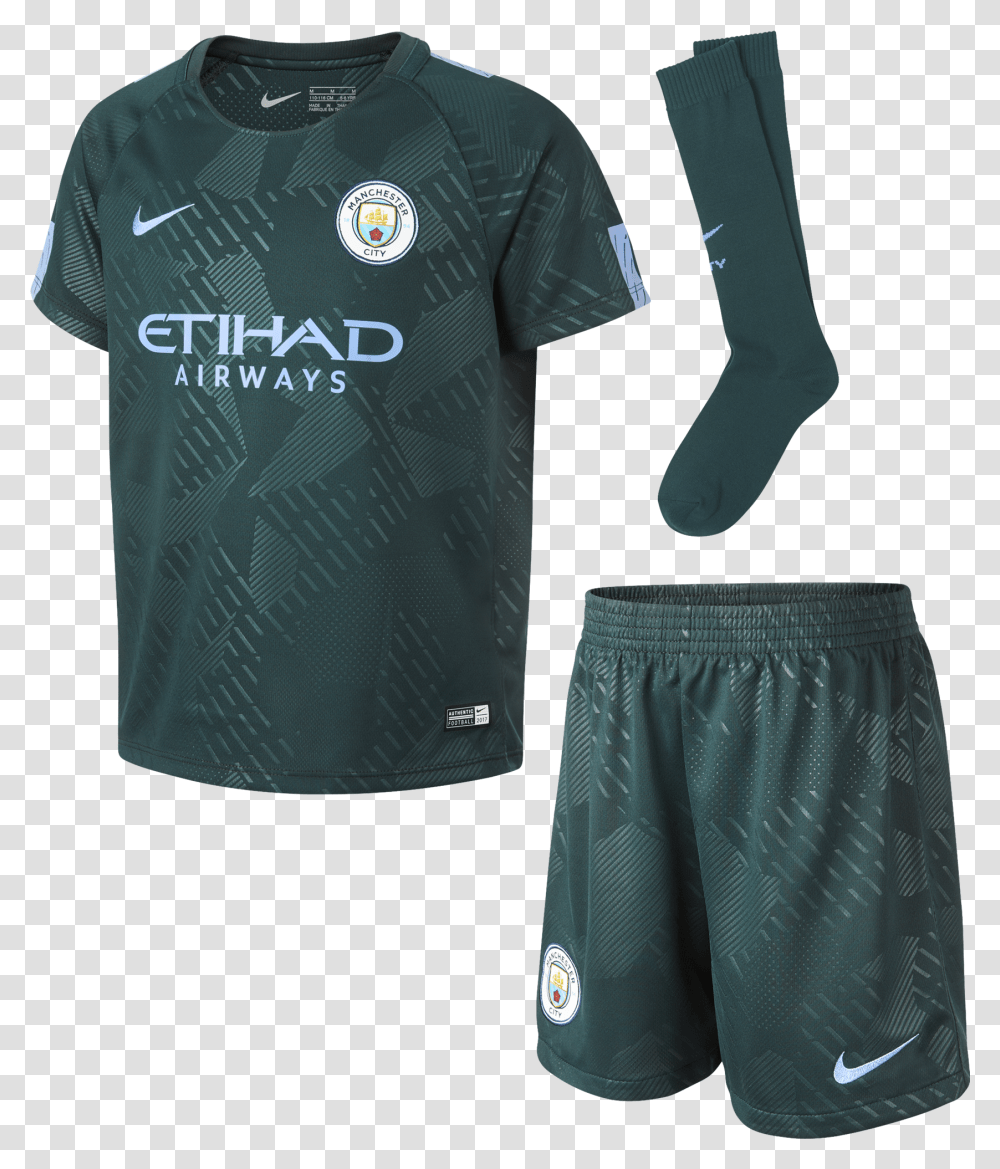 Manchester City Kids Third Mini Kit 17 18 Manchester City 2018 Kit, Apparel, Shorts, Shirt Transparent Png