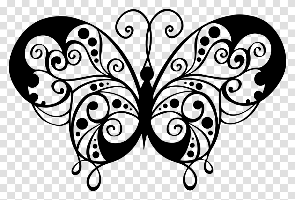 Mandala Butterfly Silhouette, Gray, World Of Warcraft Transparent Png