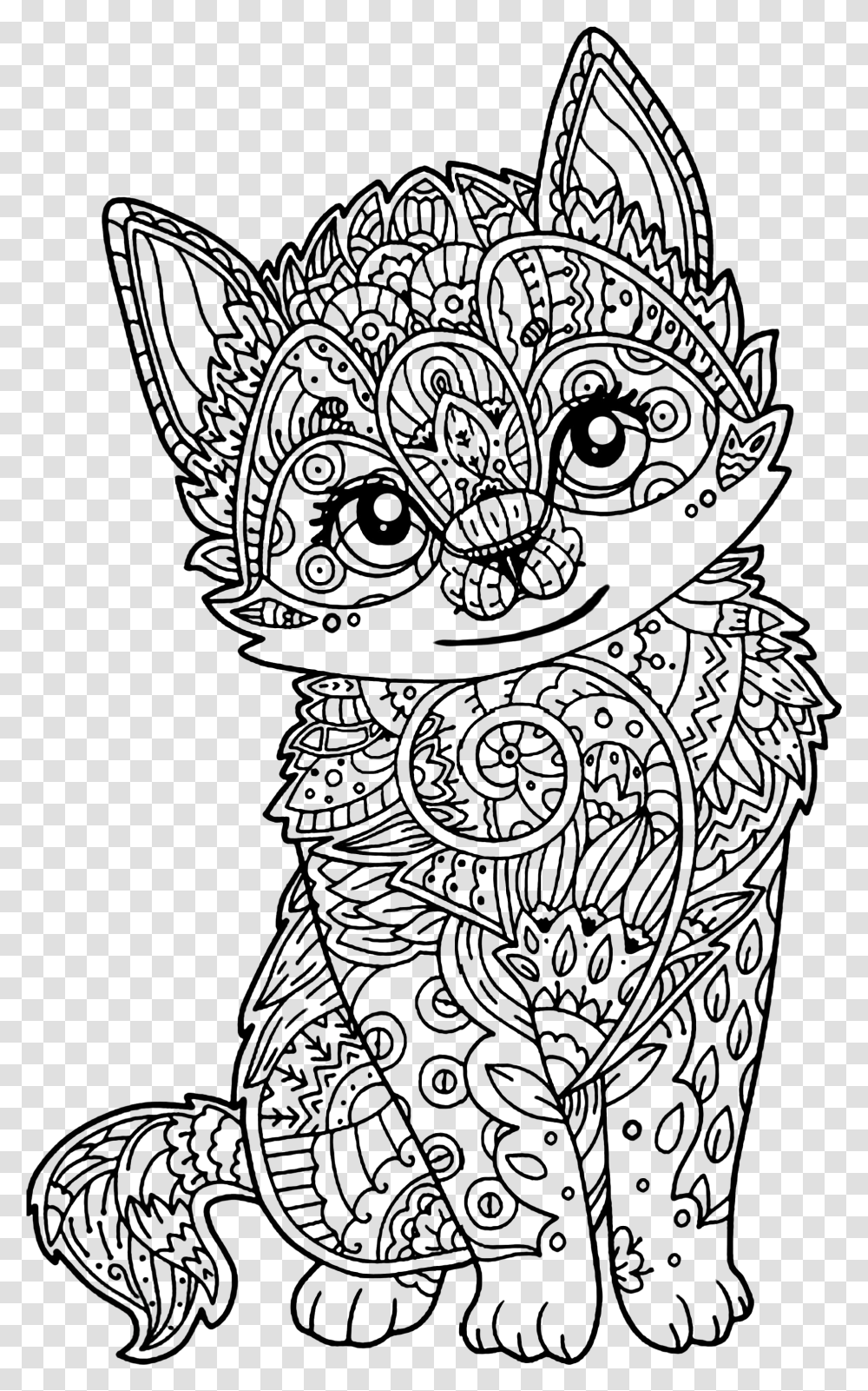 Mandala Cat Coloring Pages, Silhouette, Person, Diamond, Accessories Transparent Png
