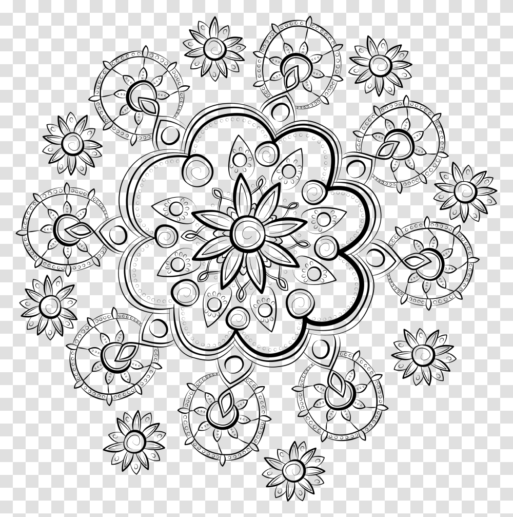 Mandala Clipart Black And White Pattern Flower Design, Gray, World Of Warcraft Transparent Png