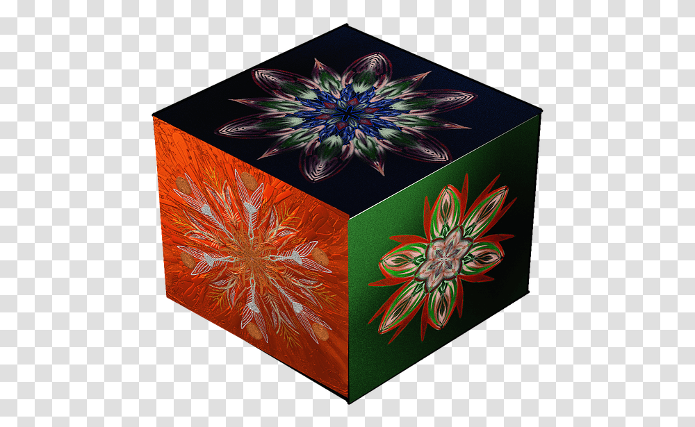 Mandala Cube Square Cube Shape Structure Red Floral Design, Box, Carton, Cardboard Transparent Png
