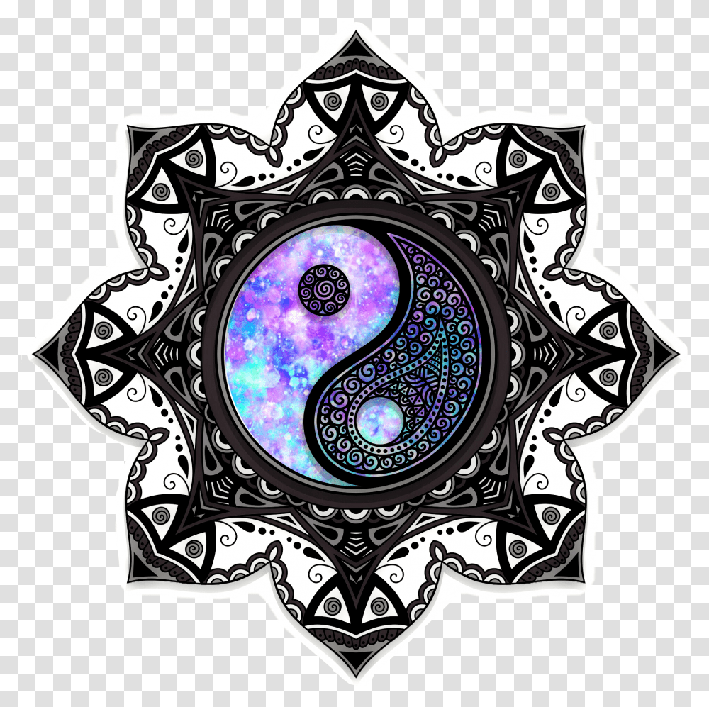 Mandala Galaxy Sparkles Yinyang Yinandyang, Cross, Pattern, Doodle Transparent Png