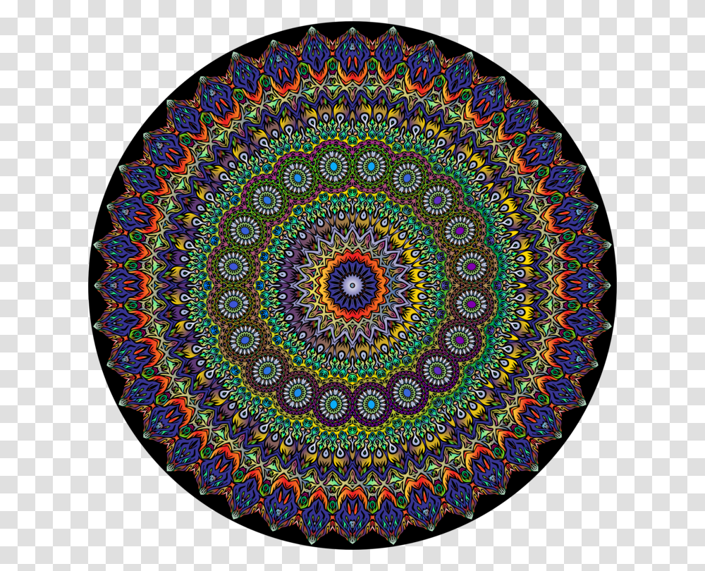 Mandala Hippie Psychedelia Hinduism Color, Pattern, Ornament, Rug, Fractal Transparent Png
