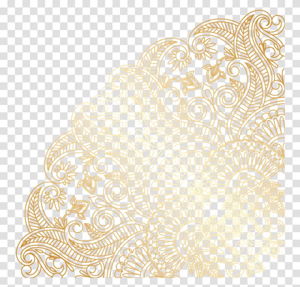 Mandala Swirls Design Pattern Paisley Gold Decor, Rug, Floral Design Transparent Png