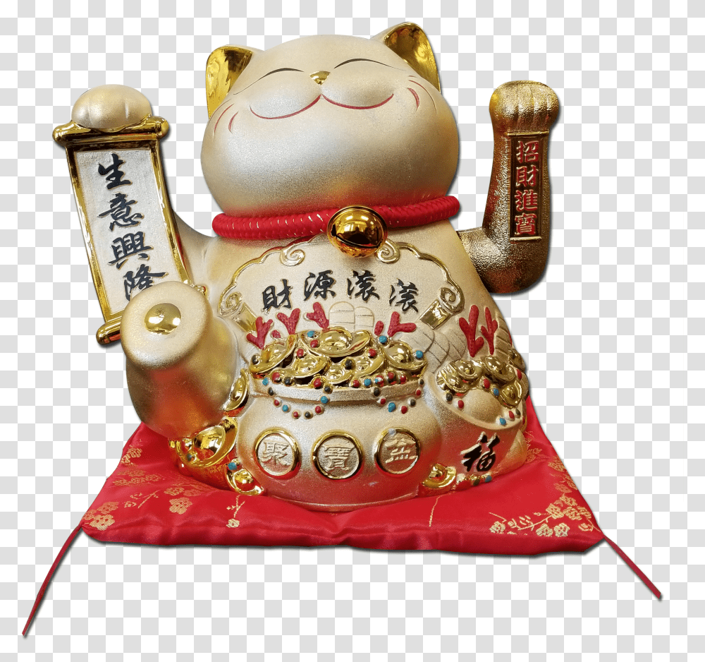 Maneki Neko Lucky Cat Decoration Fortune Cat With Maneki Neko, Figurine, Toy, Pottery, Snowman Transparent Png