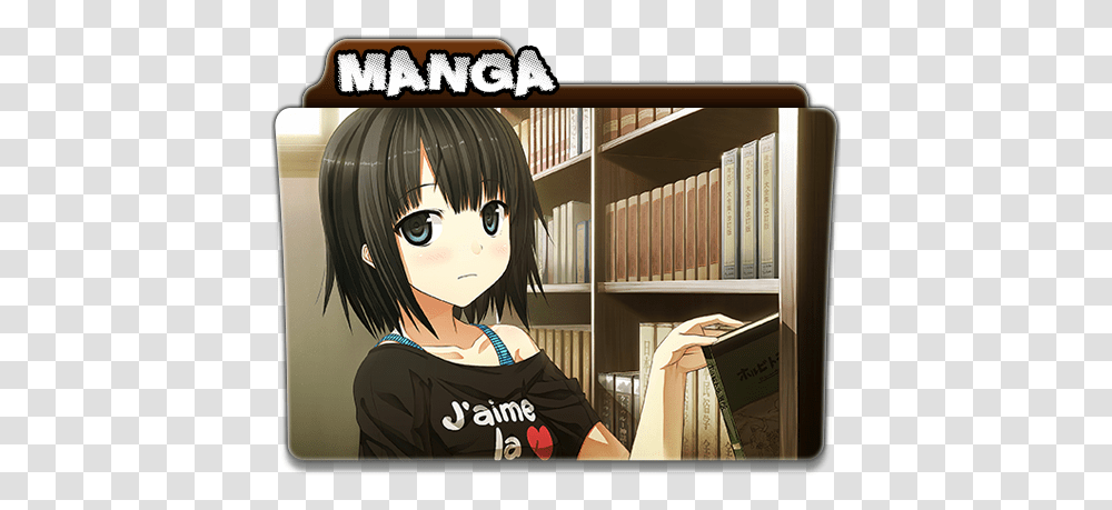Manga Anime Folder Icon Anime Music Icon Folder, Book, Room, Indoors, Person Transparent Png