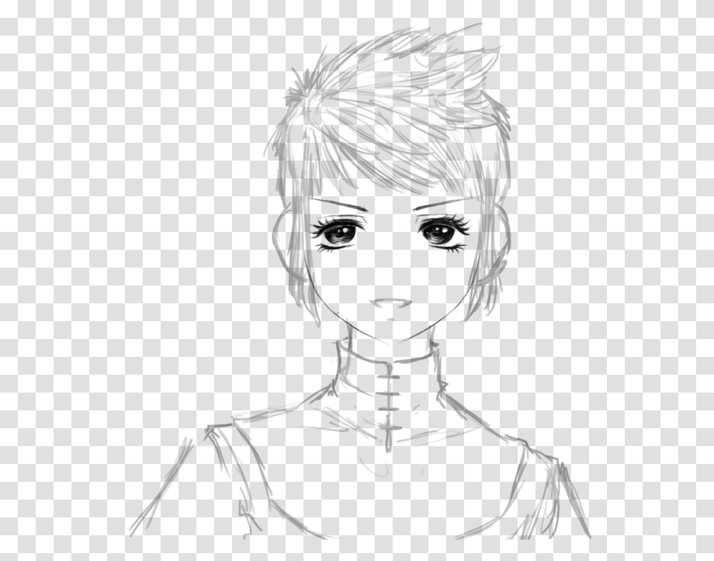 Manga Girl Face Sketch By Scribblingangel Sketch, Astronomy, World Of Warcraft, Gray, Outer Space Transparent Png