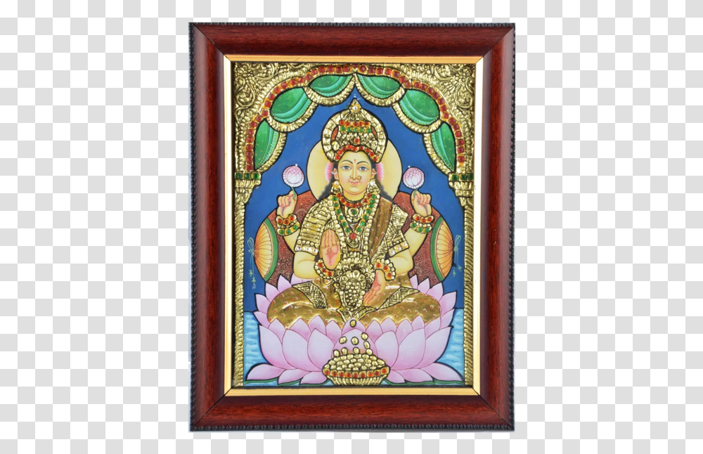 Mangala Arts Lakshmi Tanjore Acrylic Base Painting Art, Person, Floral Design, Pattern Transparent Png