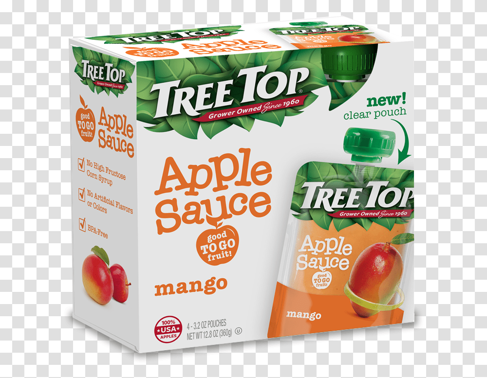 Mango Apple Sauce Pouch 4 Pack Tree Top Fitness Nutrition, Plant, Bowl, Fruit, Food Transparent Png