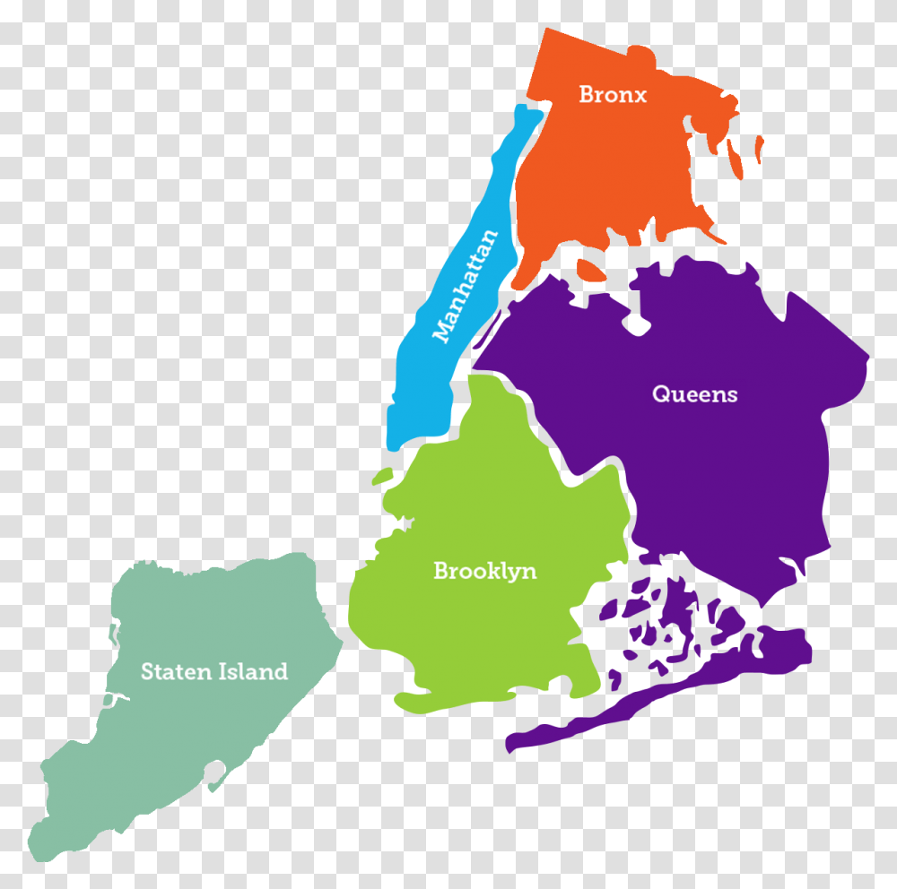 Manhattan Brooklyn Queens Bronx Staten Island, Map, Diagram, Atlas, Plot Transparent Png
