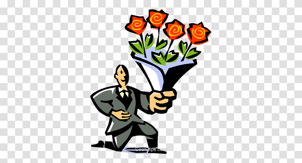 Mann Mit Einem Rosen Vektor Clipart Bild, Person, Human, Performer Transparent Png