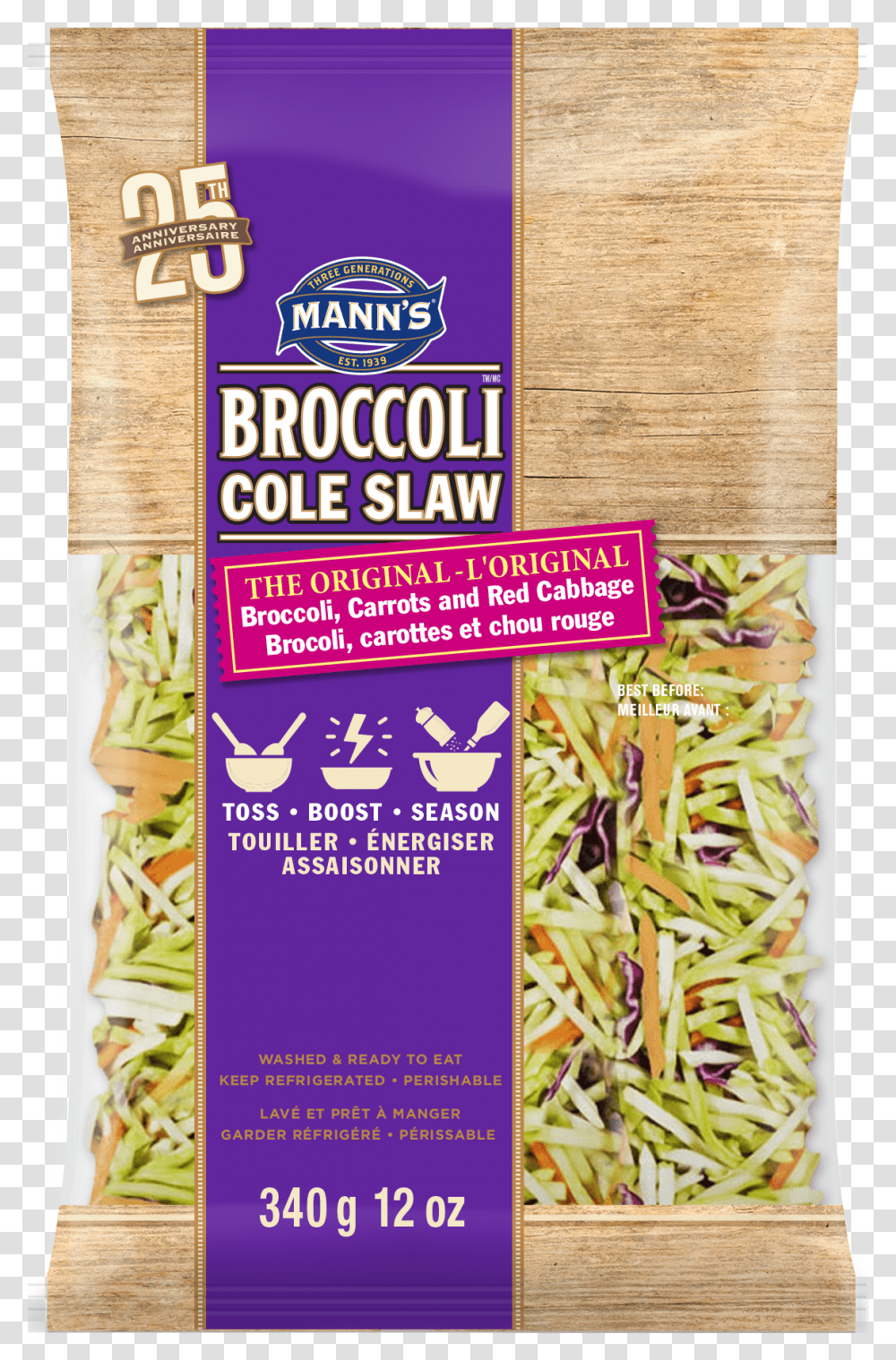 Mann's Broccoli Cole Slaw Broccoli Coleslaw Mix, Plant, Produce, Food, Vegetable Transparent Png