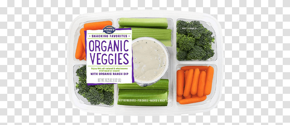 Mann's Organic Veggie Tray Ranch Dip With Vegetables, Broccoli, Plant, Food, Bowl Transparent Png