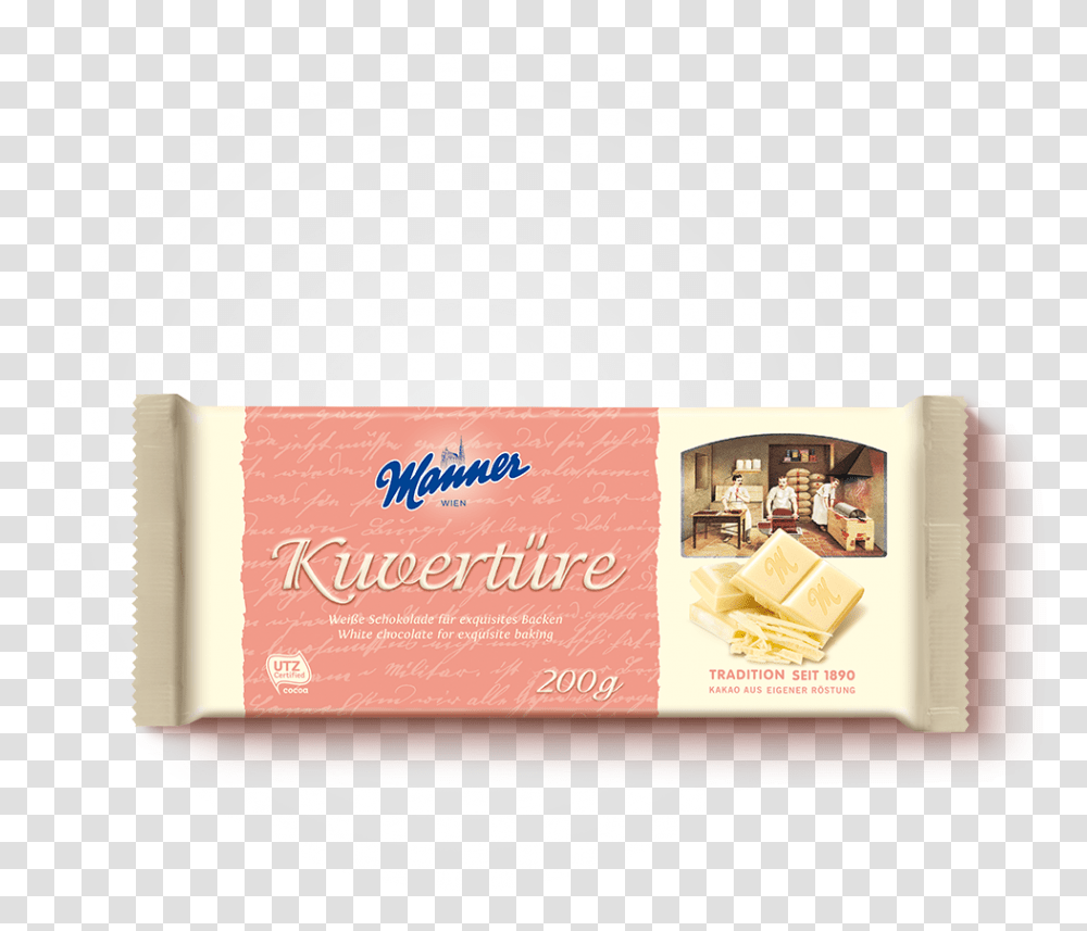 Manner White Chocolate Couverture 200g Manner, Soap, Label, Person Transparent Png