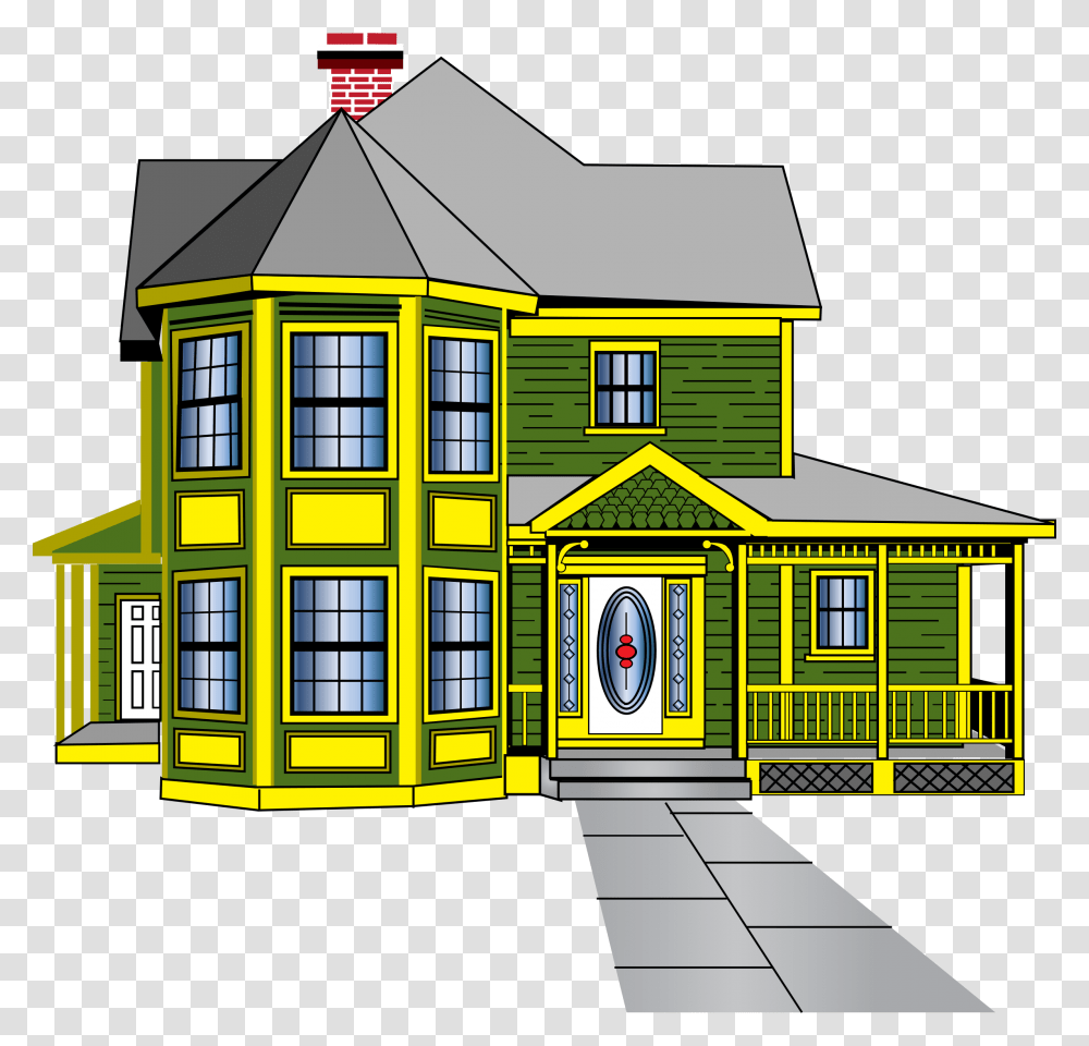 Mansion Clipart Green And Yellow House, Housing, Building, Villa, Neighborhood Transparent Png