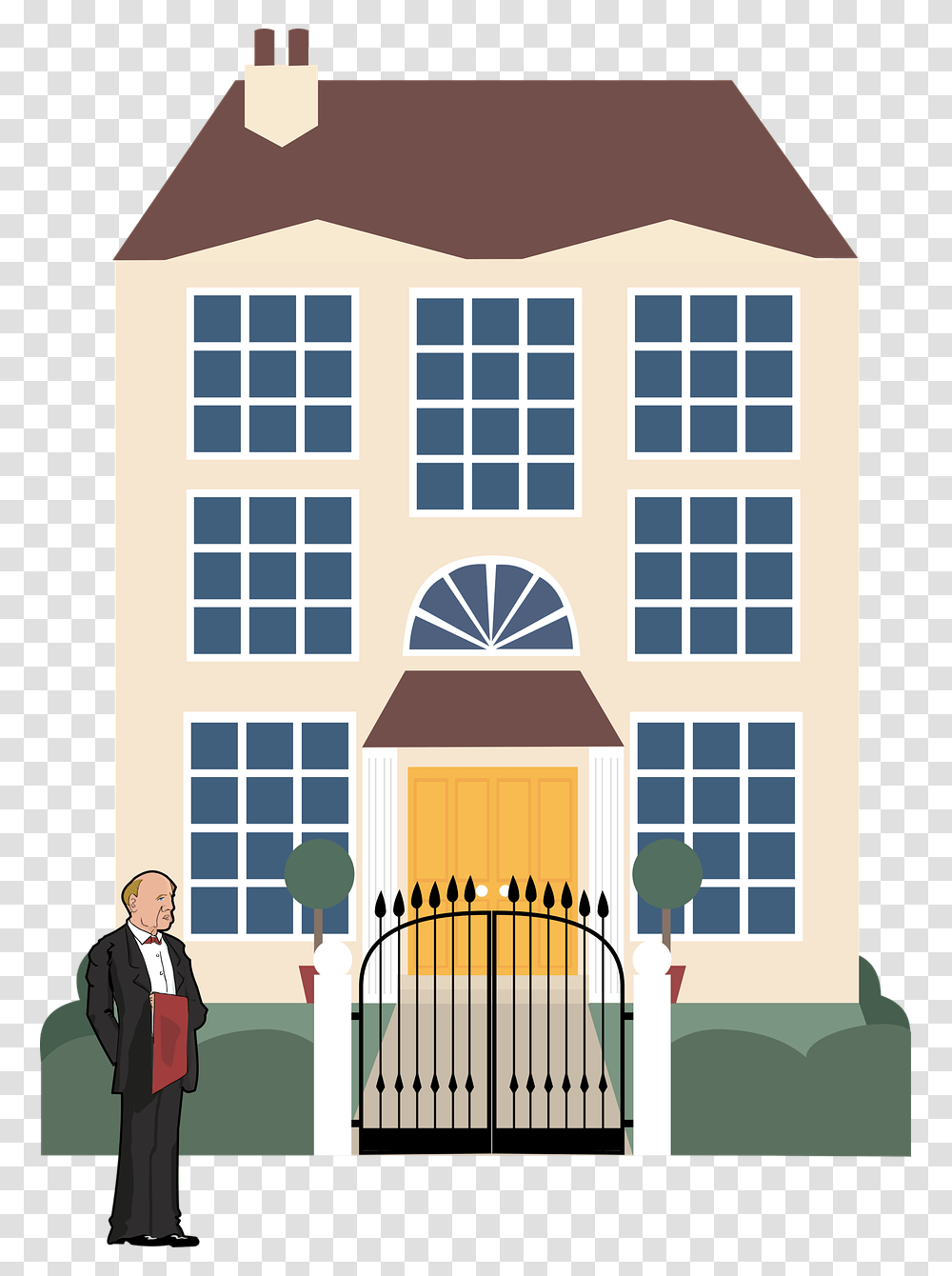 Mansion With People Clipart, Person, Human, Gate, Housing Transparent Png