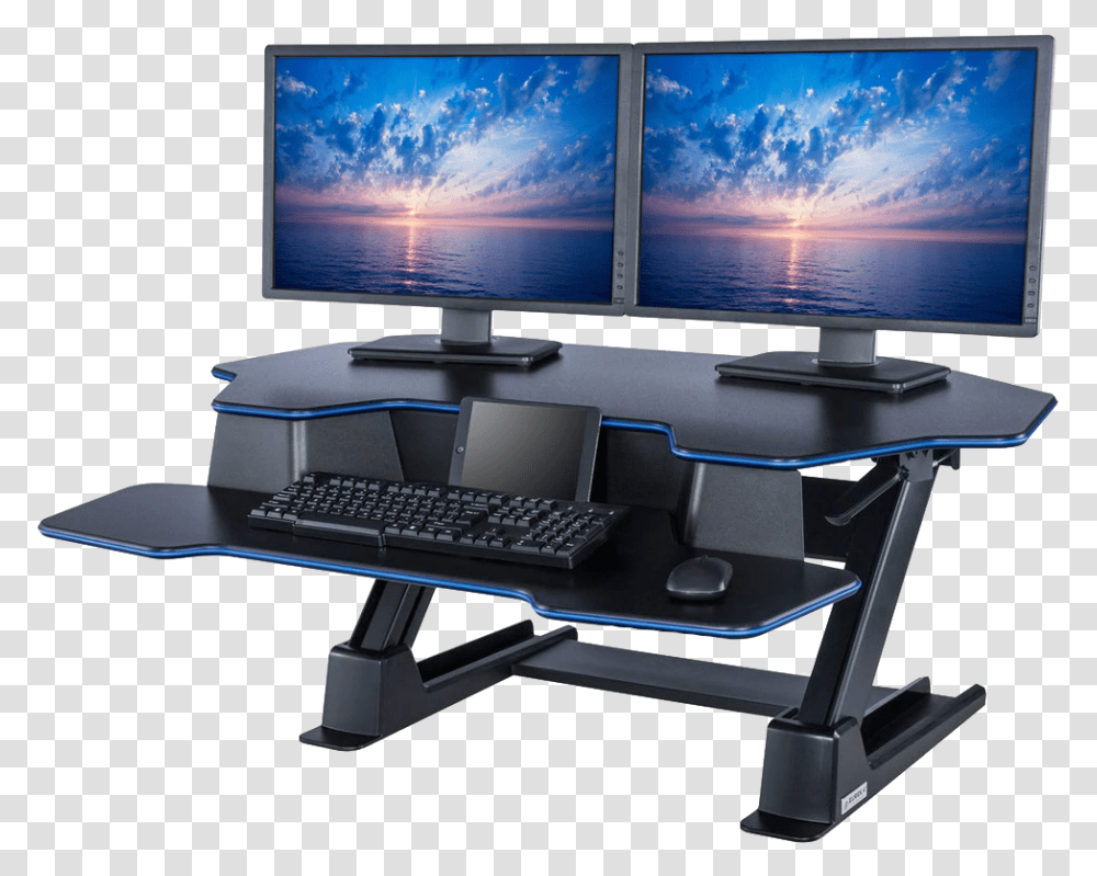 Manual Desk Converters Corner Standing Desk For Two Monitors, Computer Keyboard, Computer Hardware, Electronics, LCD Screen Transparent Png