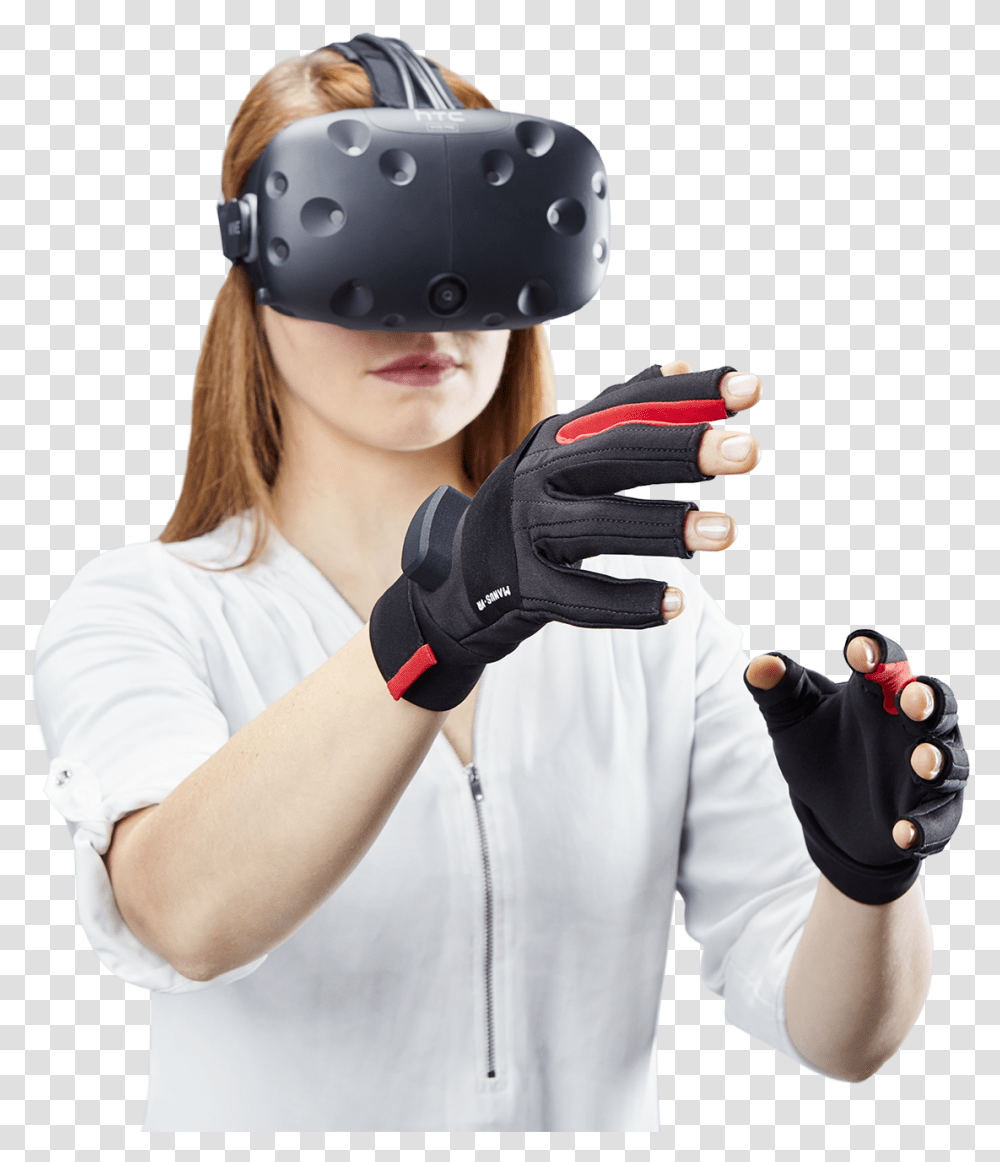 Manus Vr Virtual Reality Helmet And Gloves, Apparel, Person, Human Transparent Png