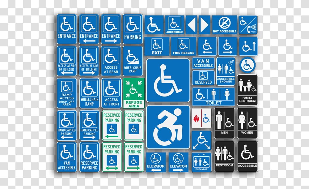 Many Types Of Ada Signs Types Of Handicap Signs, Computer Keyboard, Computer Hardware, Electronics Transparent Png
