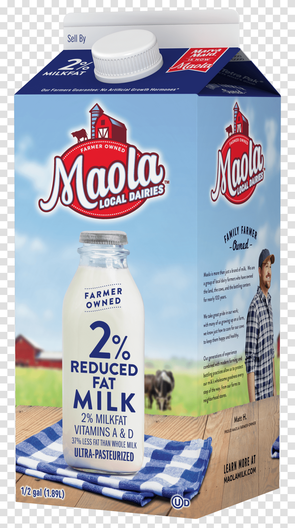 Maola Ultra Pasteurized 2 Reduced Fat Milk Is Available Maola Fat Free Milk, Person, Beverage, Dairy, Cow Transparent Png