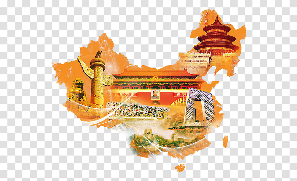 Map And Sights Of China Image China Area And Population, Architecture, Building, Mansion, House Transparent Png