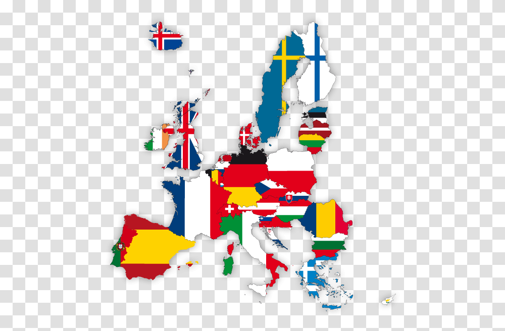 Map European Countries Flags Cartoons Europe Map Country Flags, Poster, Advertisement, Person Transparent Png