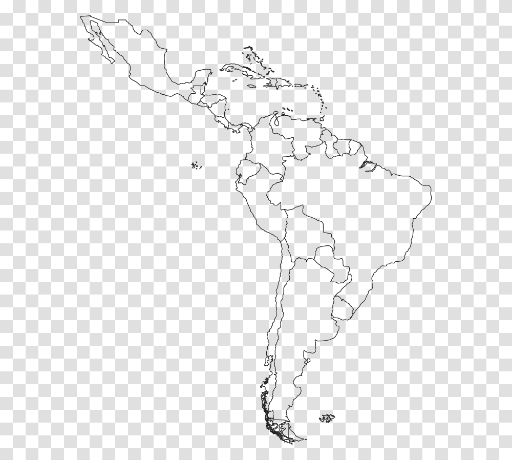 Map Latin Central Blank America South Clipart Latin America Outline Map, Diagram, Atlas, Plot, Nature Transparent Png