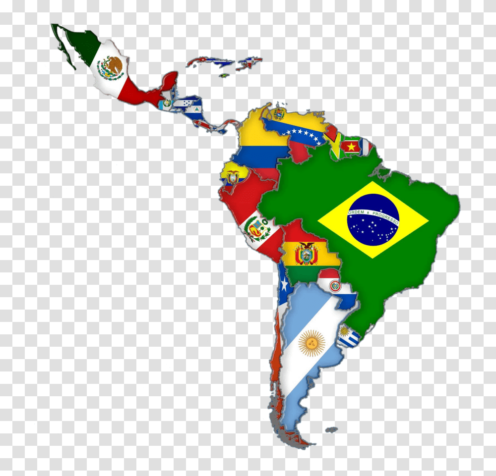 Map Latin Of Flags America South Clipart Latin America Map With Flags, Astronomy, Outer Space, Planet, Nature Transparent Png