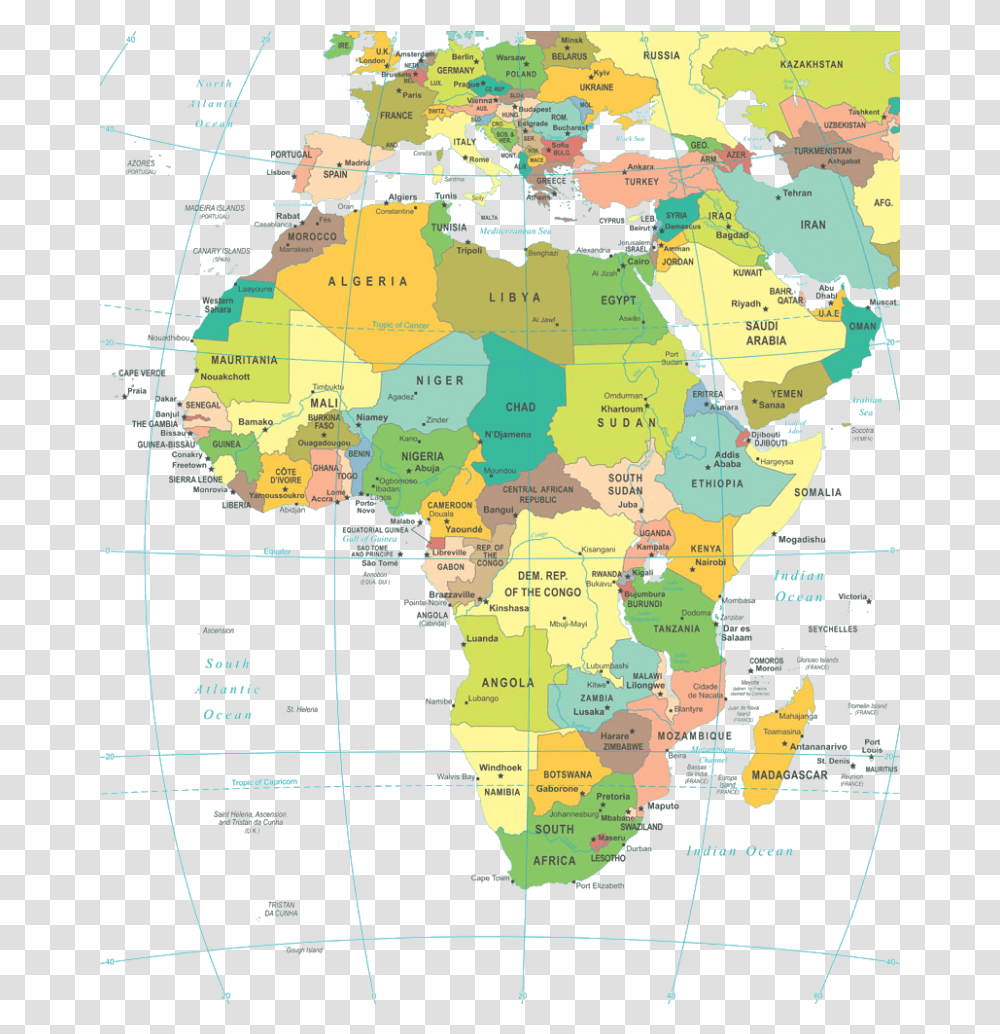 Map Of Africa Image Political Map Of Africa, Diagram, Atlas, Plot, Outer Space Transparent Png