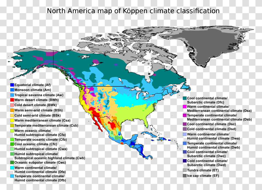 Map Of America Download Koppen Climate Classification North America, Plot, Diagram, Atlas Transparent Png