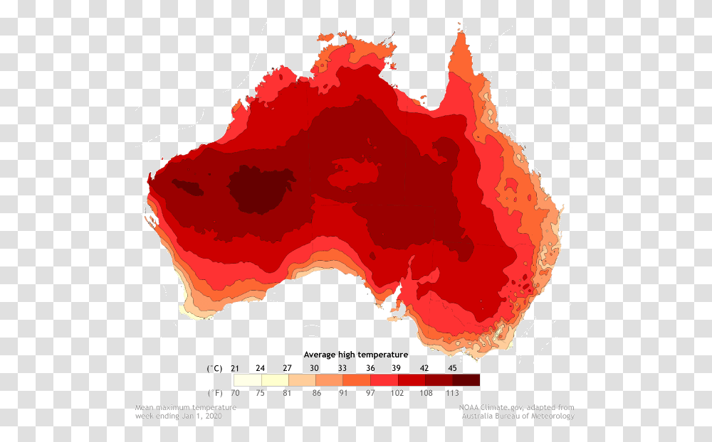 Map Of Australia Showing Average Daytime High Temperatures Map Of Australia Fires 2020, Plot, Diagram, Rose, Flower Transparent Png