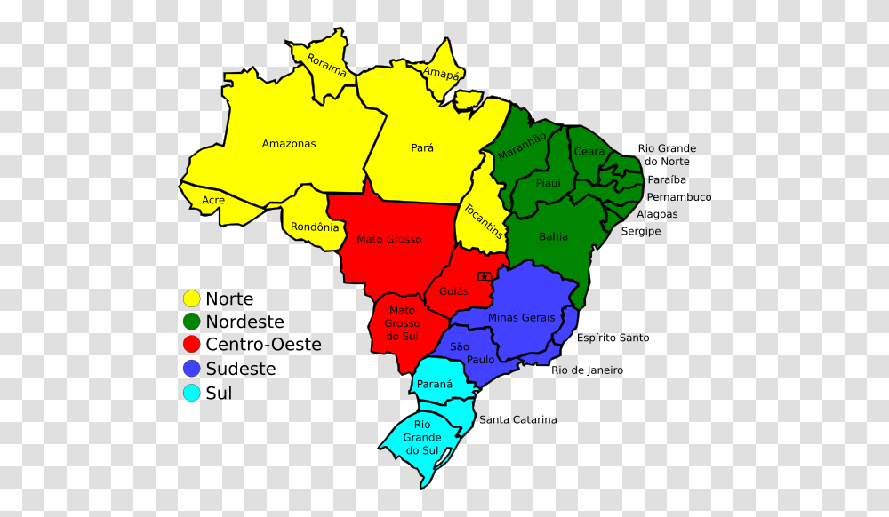 Map Of Brazil V3 Clip Arts Mapa De Regiones De Brasil, Plot, Diagram, Atlas, Person Transparent Png