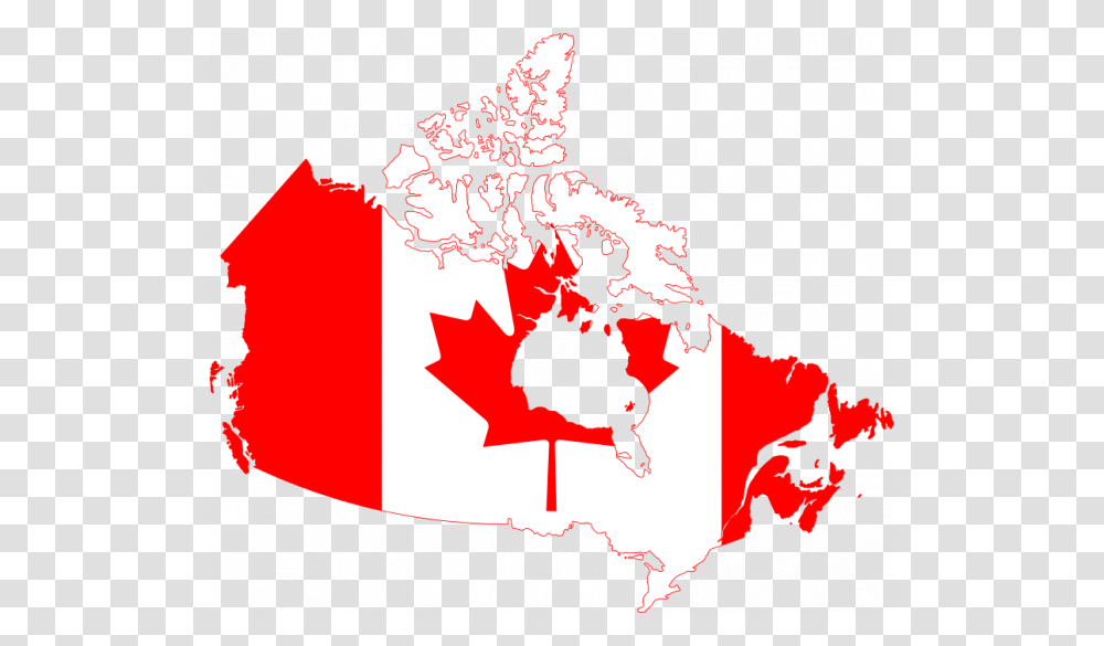 Map Of Canada With Red And White Image Of Flag On The Canada Flag Map, Tree, Plant Transparent Png