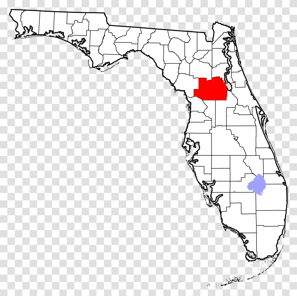 Map Of Florida Highlighting Marion County, Diagram, Plot, Atlas, Water Transparent Png