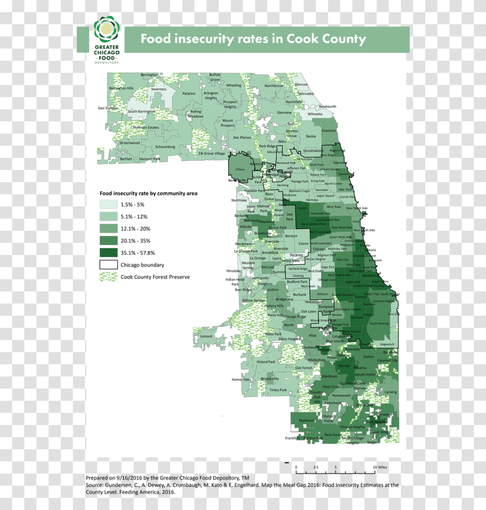 Map Of Food Insecurity Rates In Cook County, Diagram, Atlas, Plot, Vegetation Transparent Png