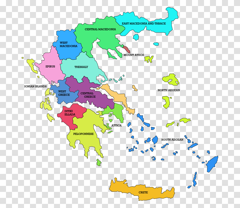 Map Of Greece Regional Map Of Greece, Plot, Diagram, Person, Human Transparent Png