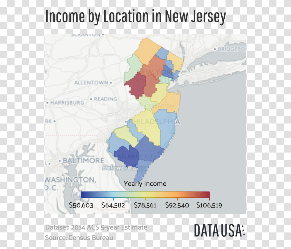 Map Of Income By Location In New Jersey Income By Location In Nj, Diagram, Plot, Atlas, Poster Transparent Png