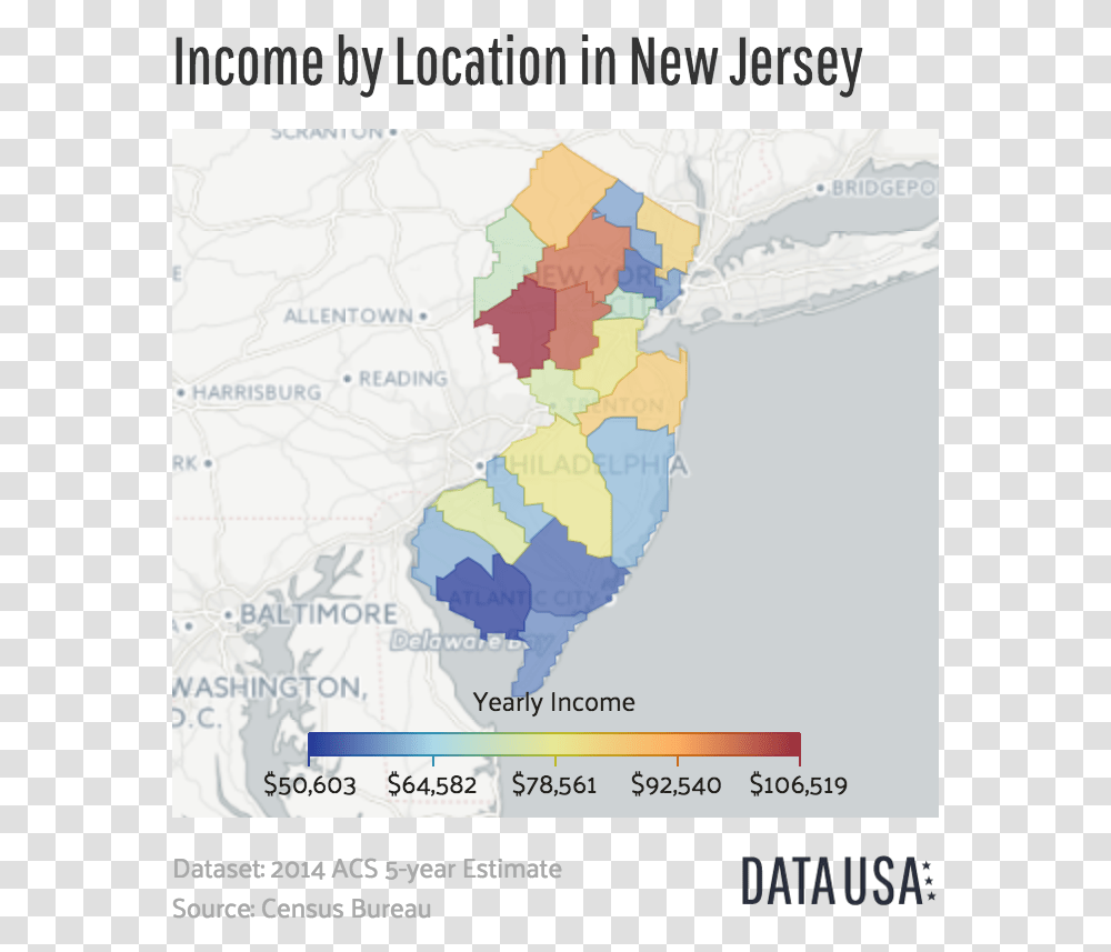 Map Of Income By Location In New Jersey Income By Location In Nj 